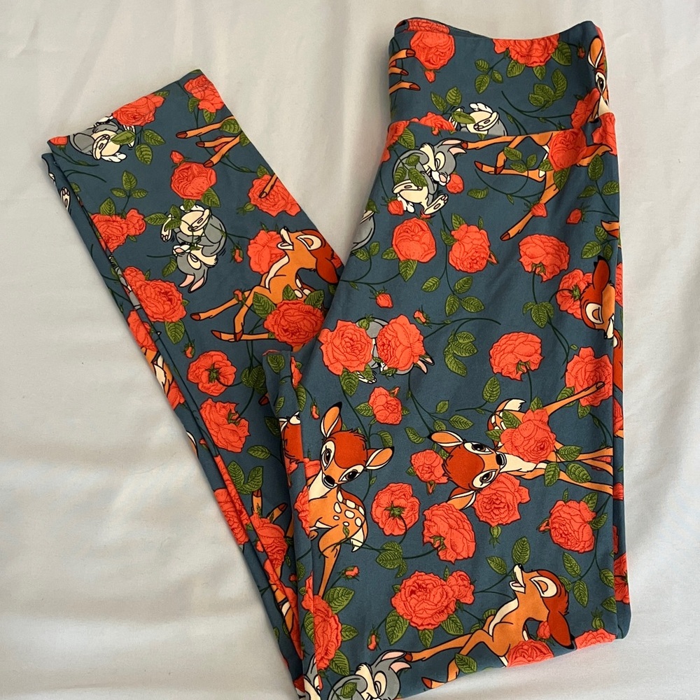 LuLaRoe Disney Bambi and Thumper Floral Leggings